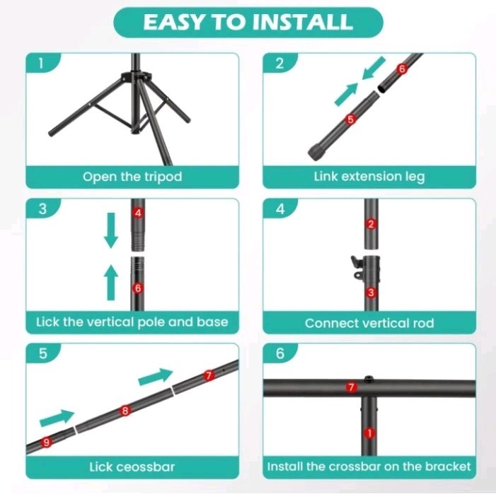 T-Shape Backdrop Stand Kit – 8 x 5.3ft Adjustable Photo Backdrop 8ft x 5.3ft