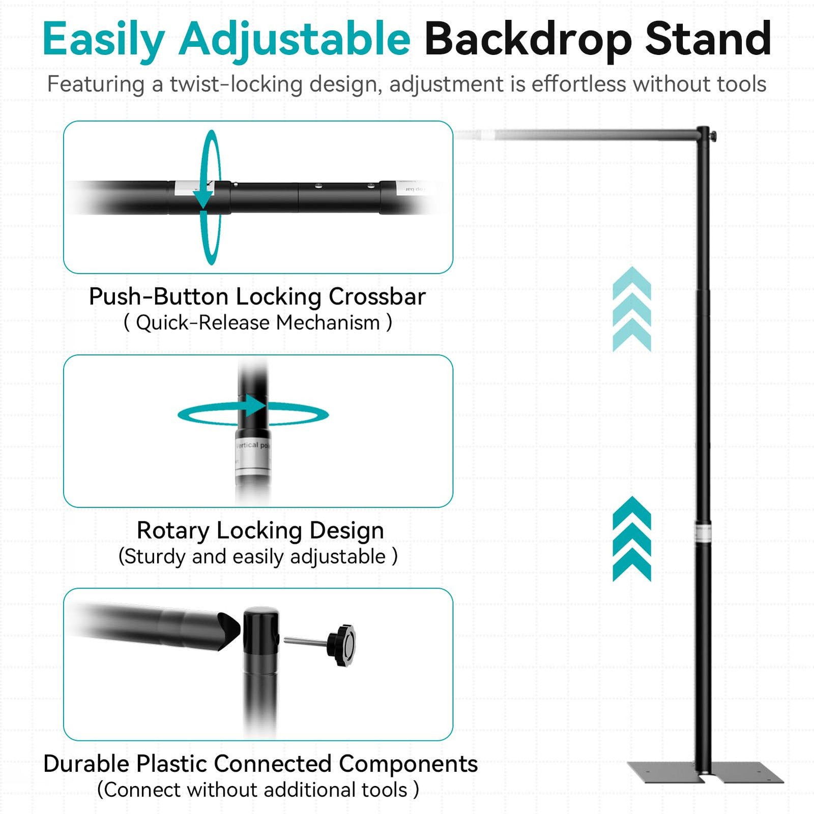 10x10ft Pipe and Drape Stand Kit, Adjustable Heavy Duty Backdrop Stand with M…