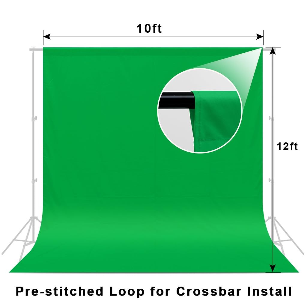 10×12 Ft Chromakey Green Screen Backdrop Polyester Collapsible Background