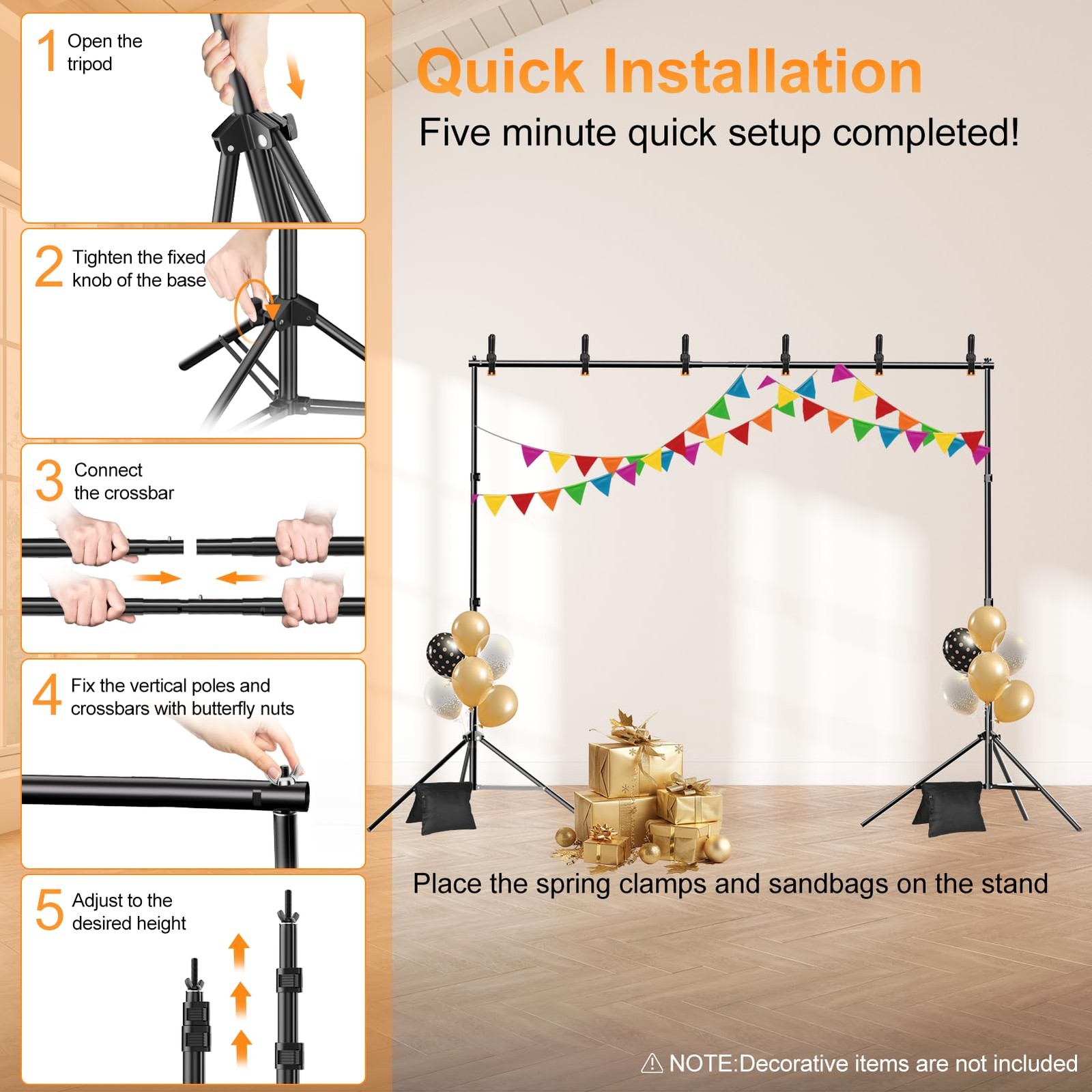 Backdrop Stand, Photo Video Studio 10 x 10FT Adjustable Backdrop Stand, Backg…