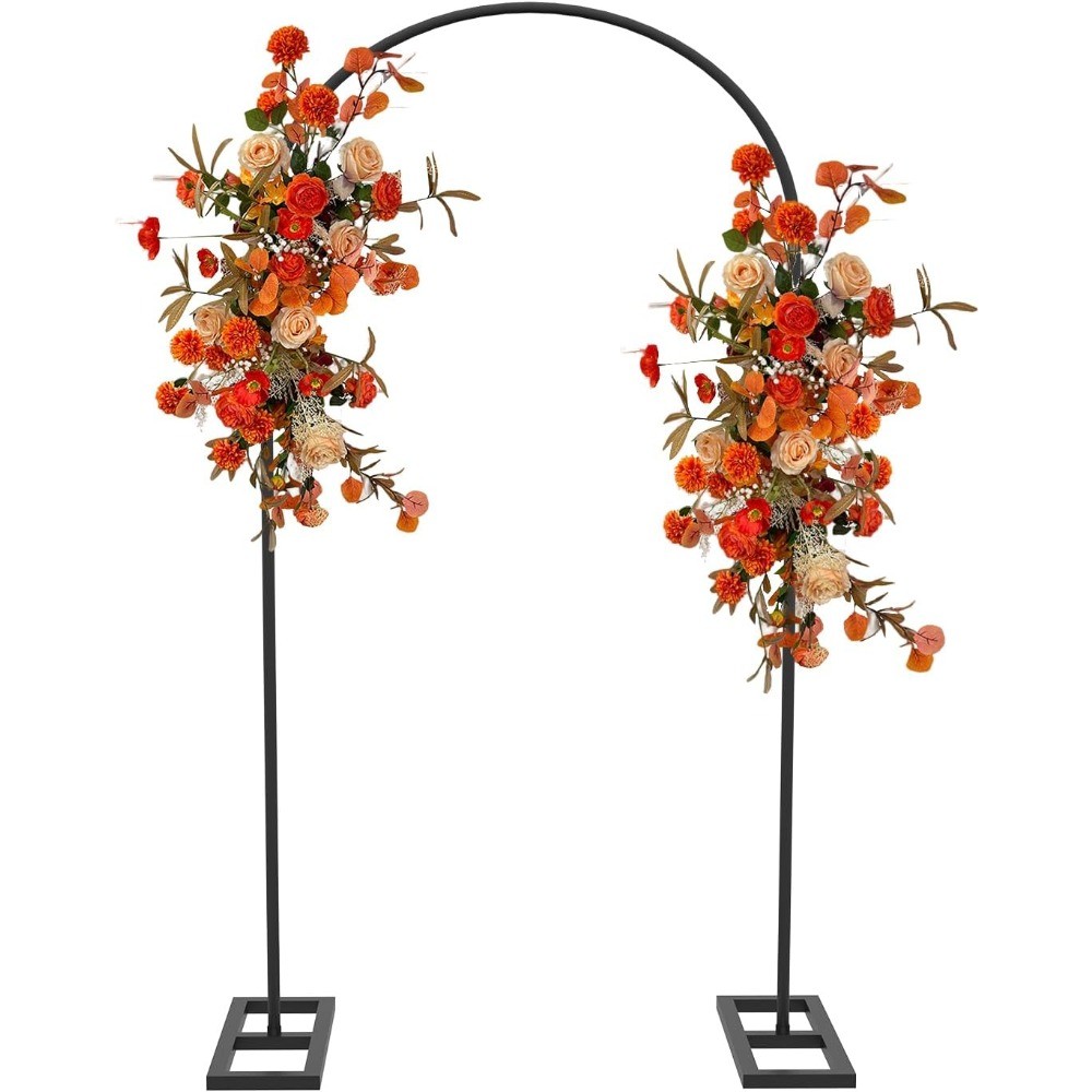 6.6FT Metal Wedding Arch Stand with Base, Backdrop Frame, Black