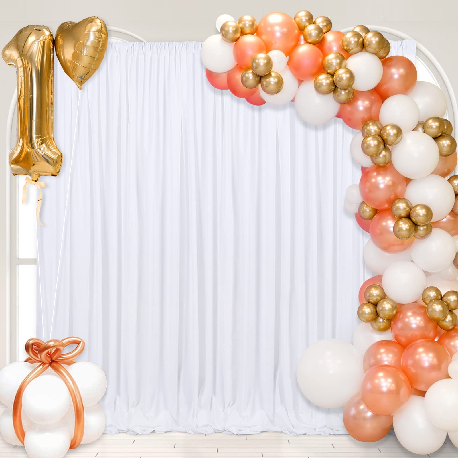 2 Panels White Backdrop Curtains 5ft x 8ft Polyester Photo Backdrop Drapes fo…