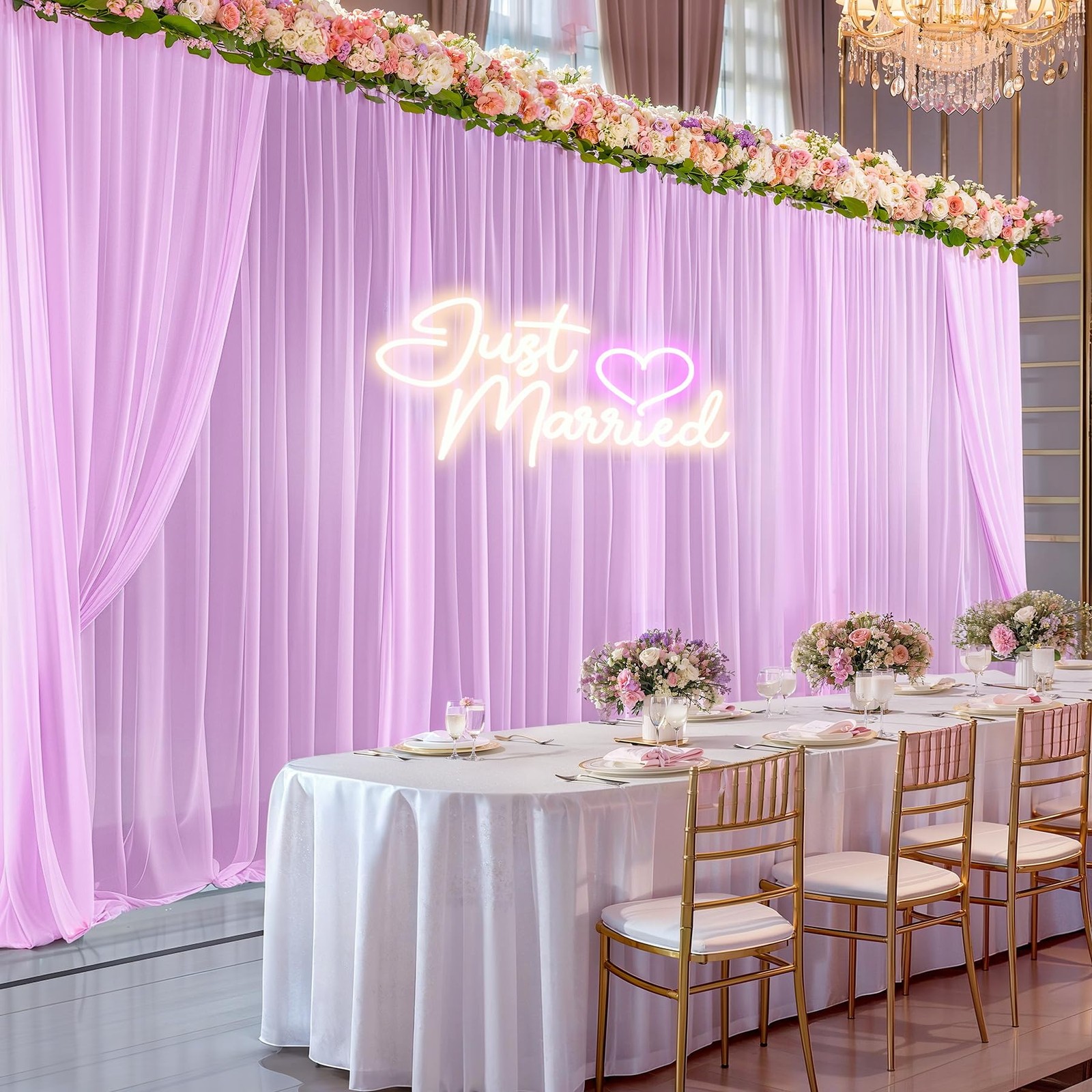 40ft x 10ft Pink Backdrop Curtains, Wrinkle-Free 5ft x 10ft, 8 Panels,