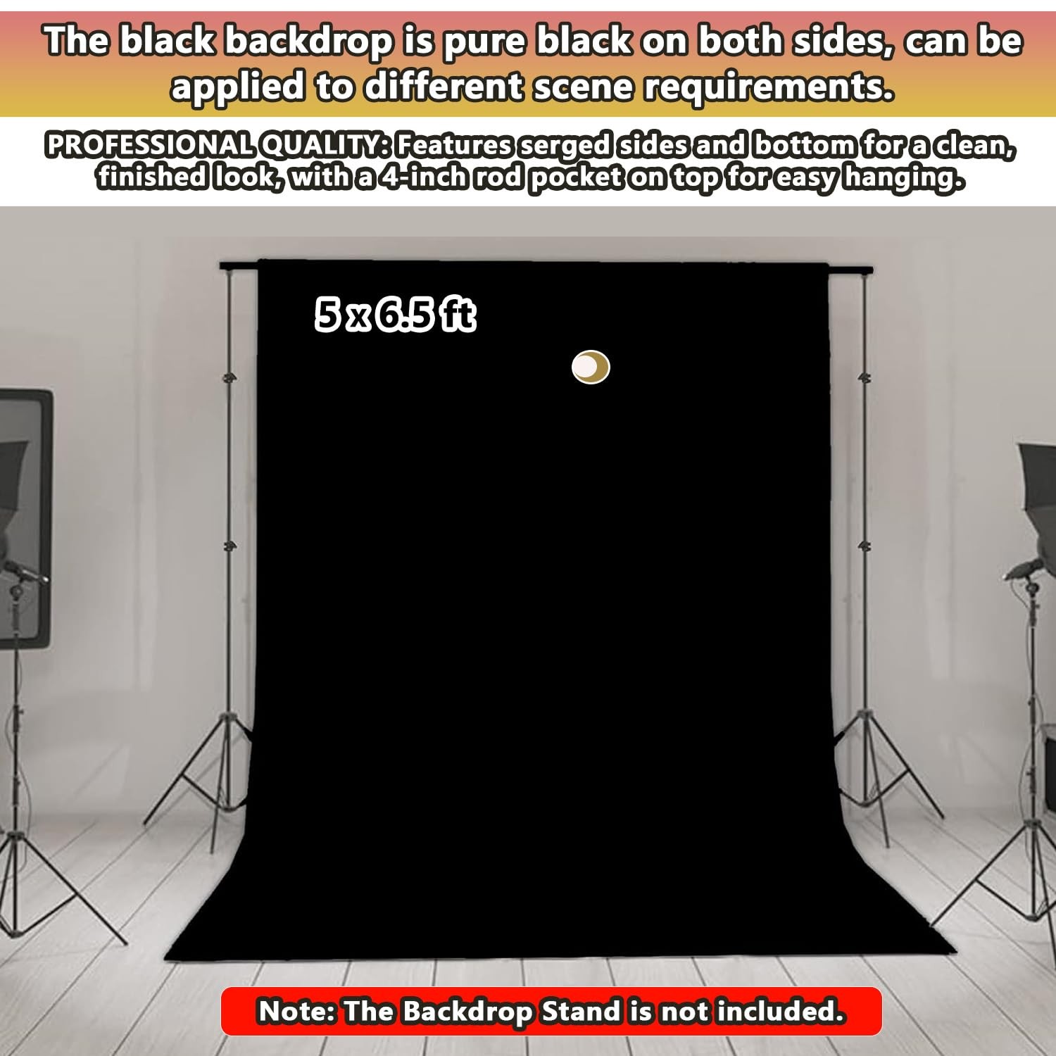 Black Backdrop for Photoshoot, 5 x 6.5ft Photography Black Photo Backdrop