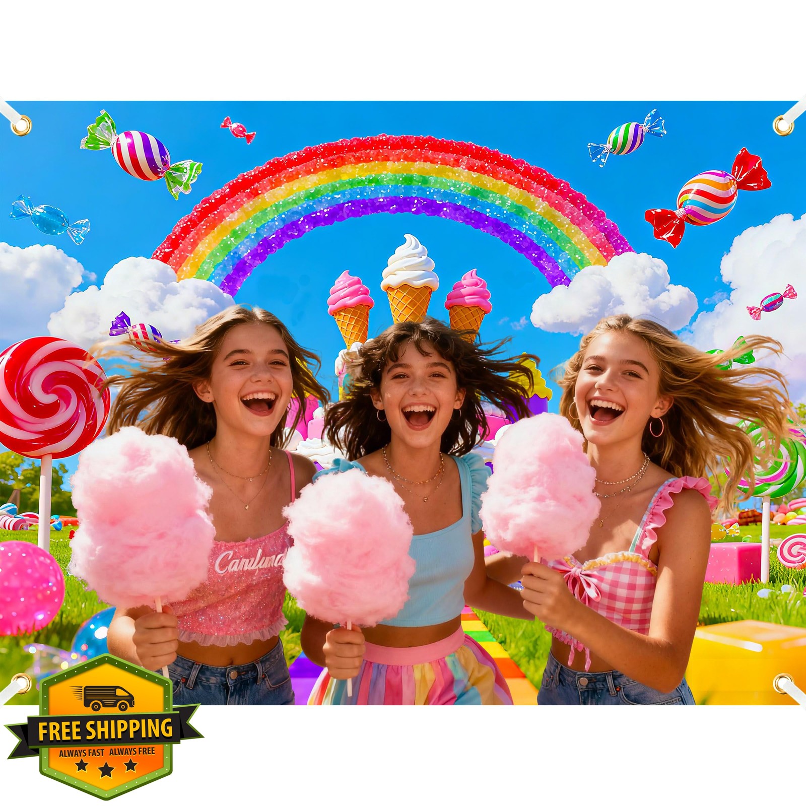 Duoduobuy Candyland Backdrop 8×6 Ft