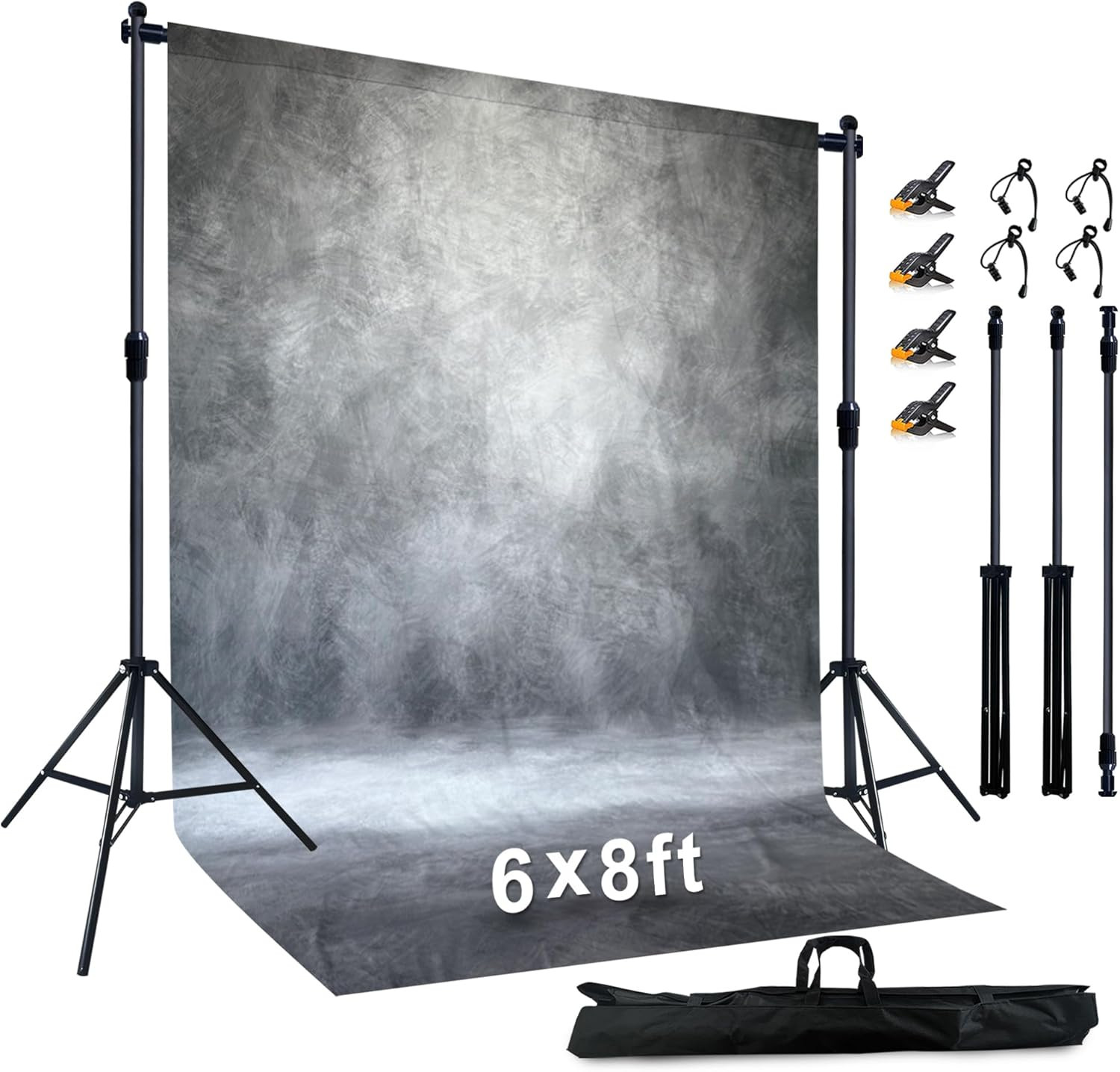 2-In-1 Portable Photo Backdrop Kit with 6X8Ft Abstract Background – Includes 6.5