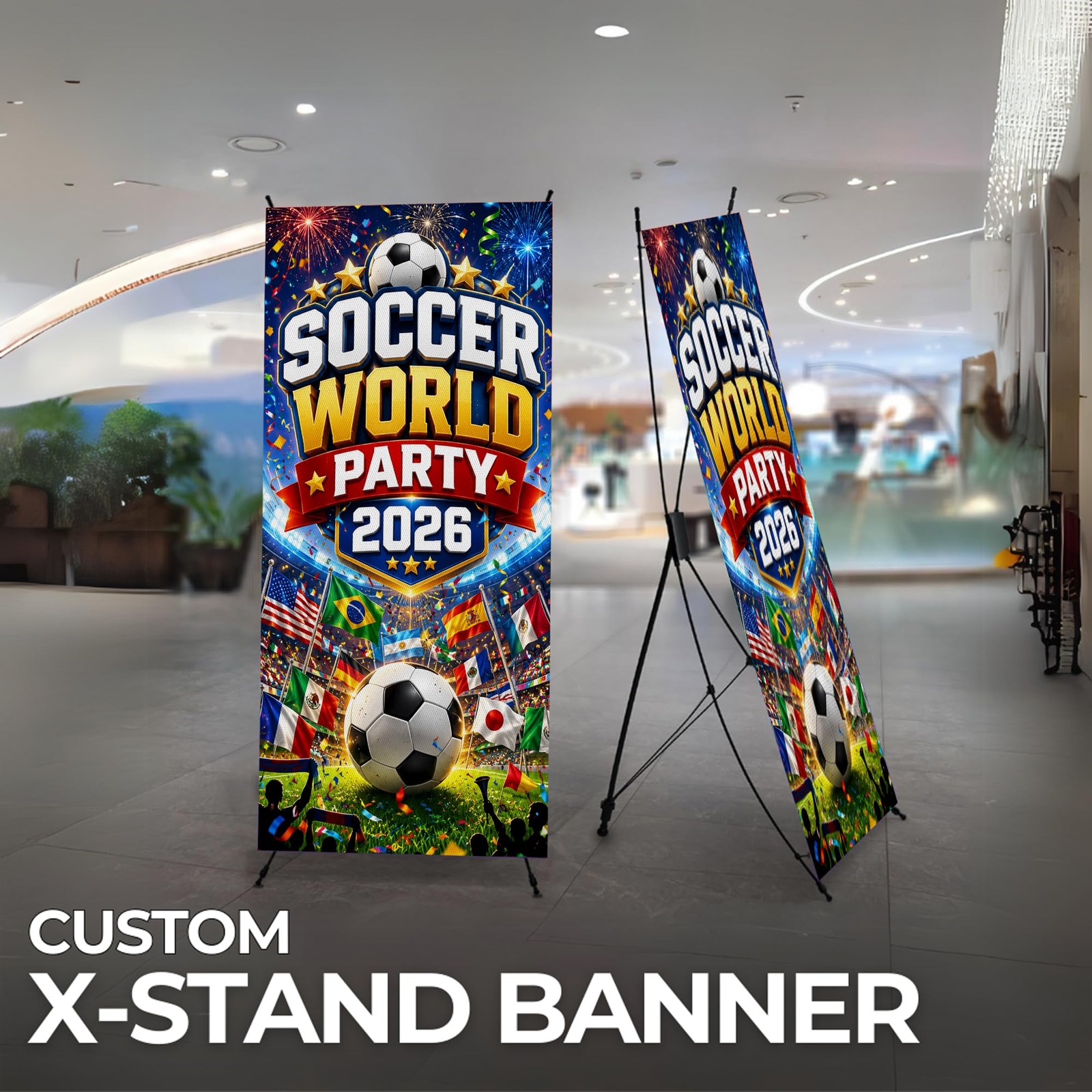 X-Stand Banner Display for Soccer Decorations by DC Compatible with F1FA | Fo…