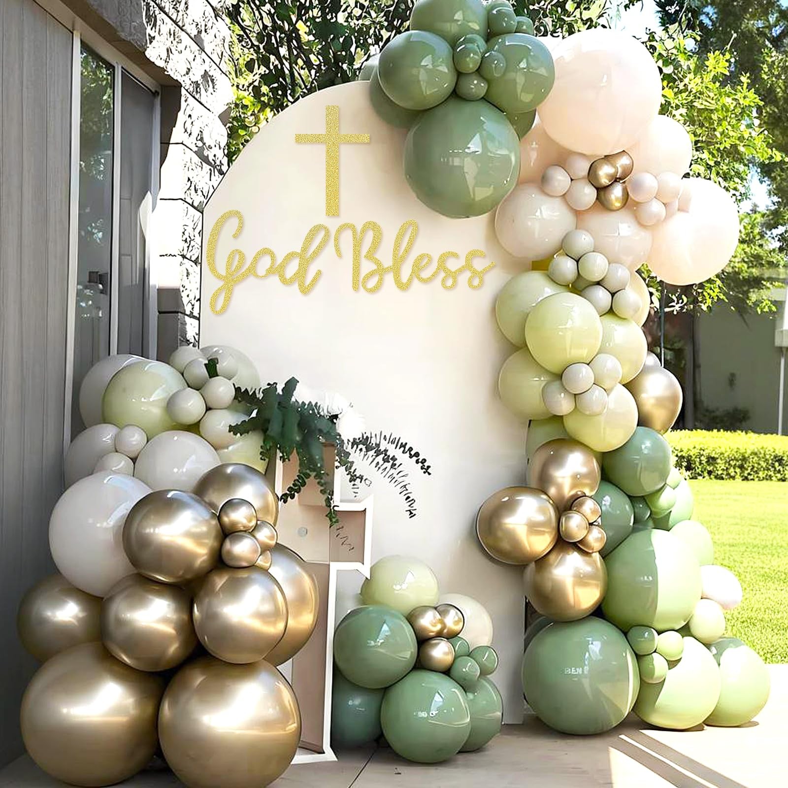 God Bless Cross Sign for Backdrop – Glitter Gold Felt Cross God Bless Baptism…