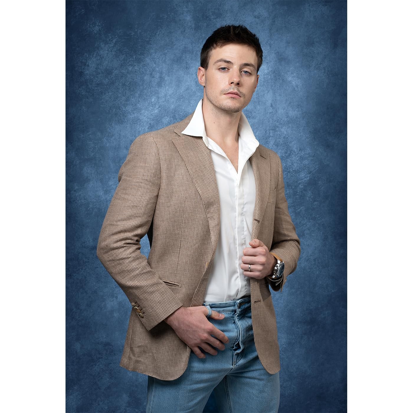 8×10 Ft Dark Blue Senior Portrait Backdrop Abstract Textured Photography