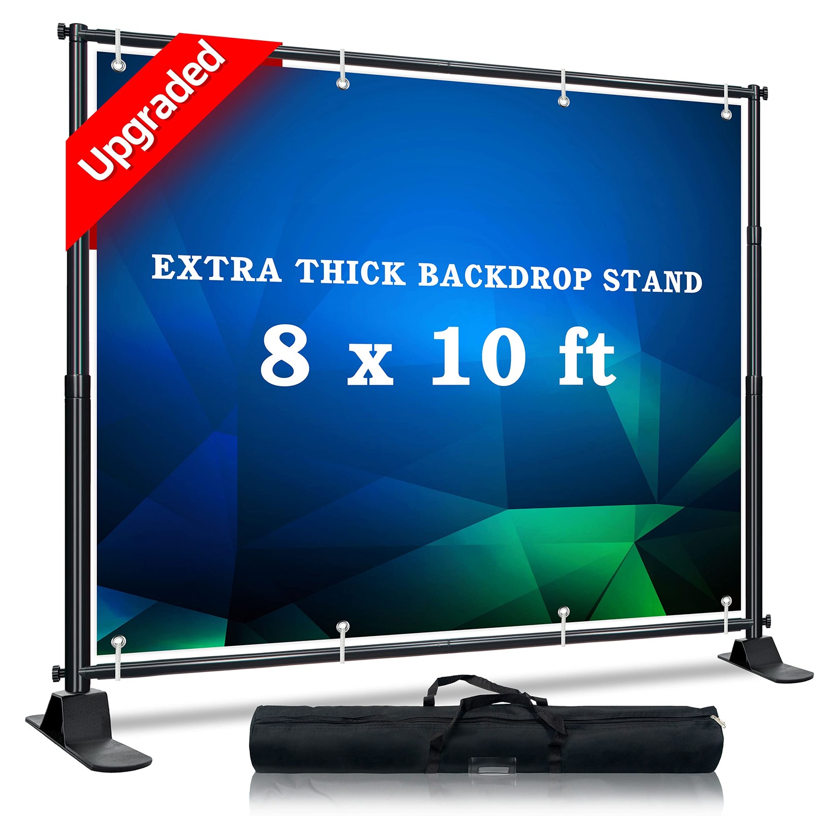 HIGIINC 8×10 Ft Heavy Duty Backdrop Banner Stand with Adjustable Photography Bac