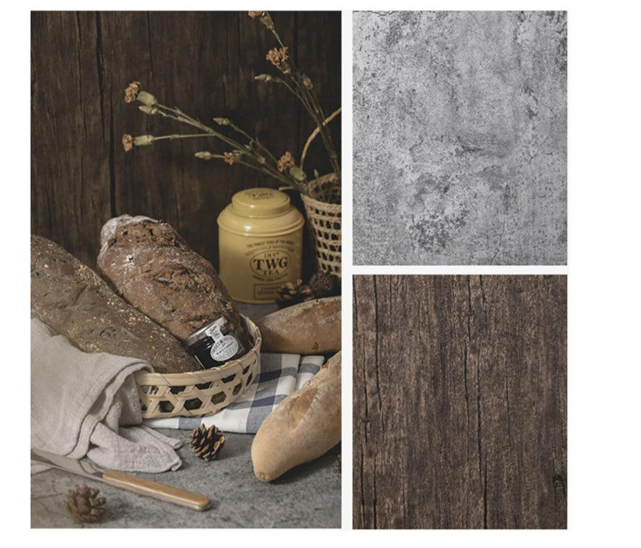 2 PC Photography Background 24×24 Inch, BEIYANG (Black Walnut+ Dark Gray+ White)