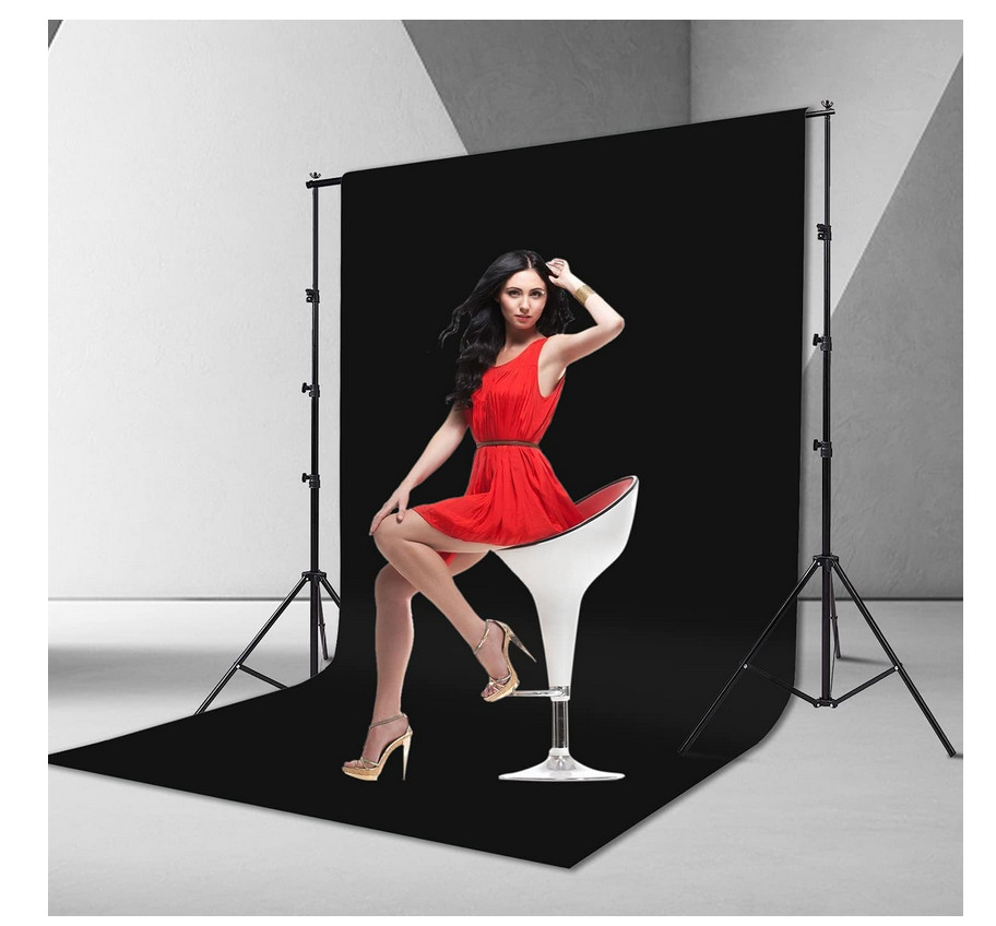 Photo Background Stand Kit 8.5’x10′ Muslin White & Black Backdroops 4 Clamps Bag
