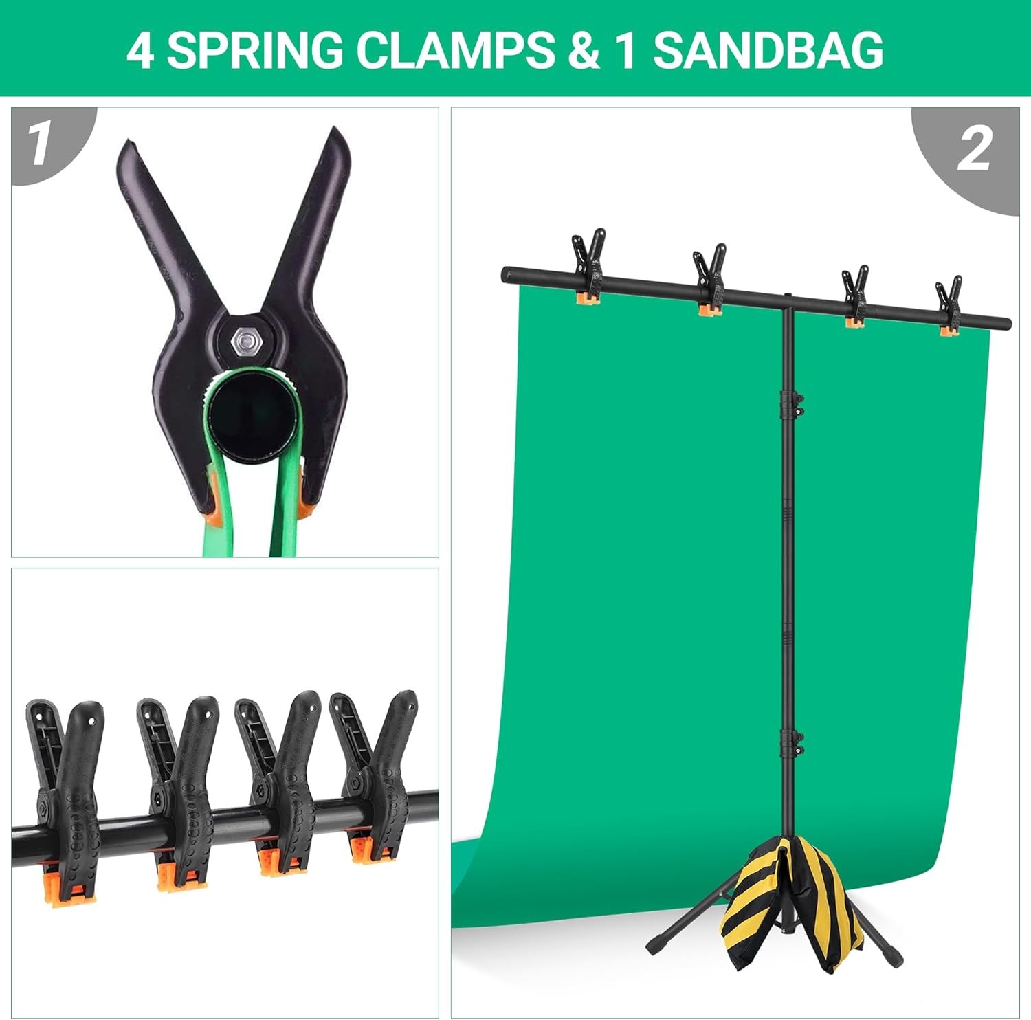 T-Shape Portable Backdrop Stand, 6.5×3.2ft Adjustable Photo Background Stand Kit