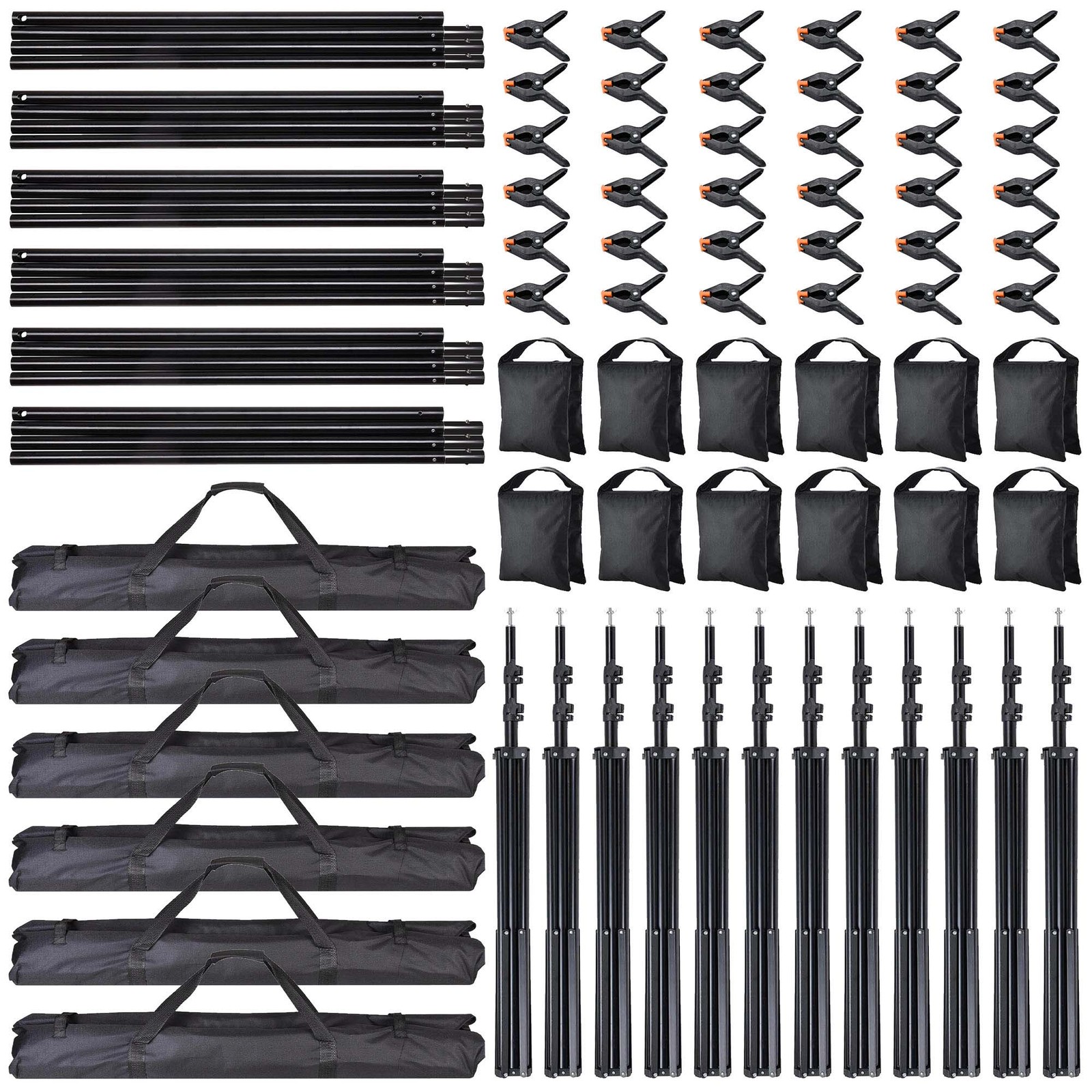 7x10Ft Photography Background Backdrop Support Stand Kit for Live Stream 6 Packs
