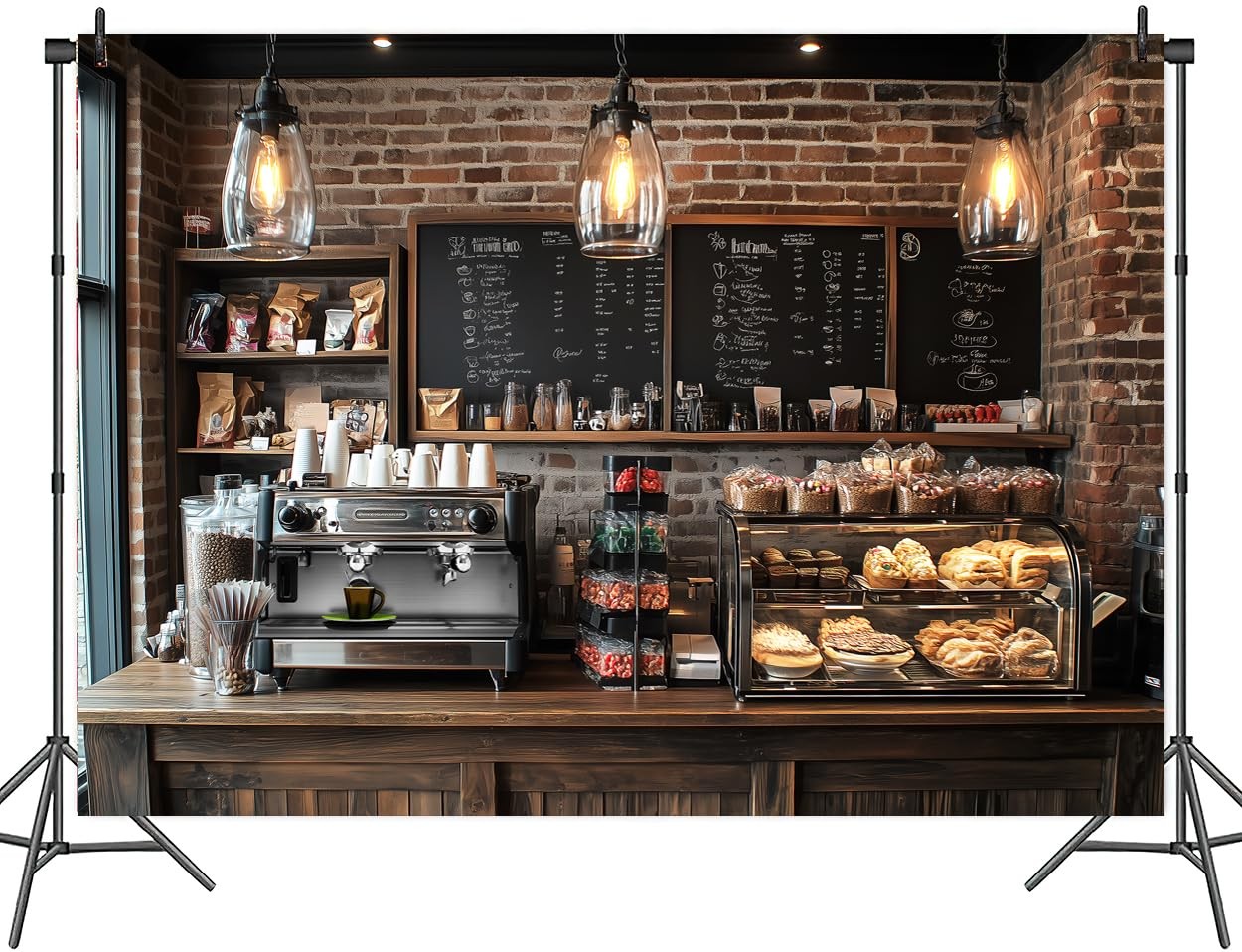 7X5ft Coffee Shop Party Backdrop Photography Background, Central 7X5FT, Brown