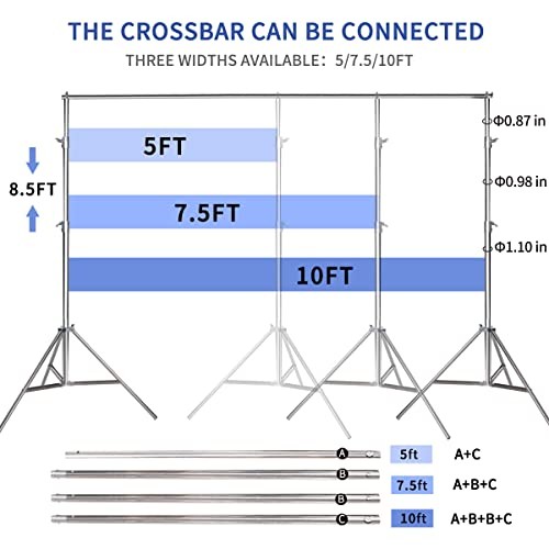 8.5 * 10 FT Stainless Steel Backdrop Stand,Photo Video Adjustable Background