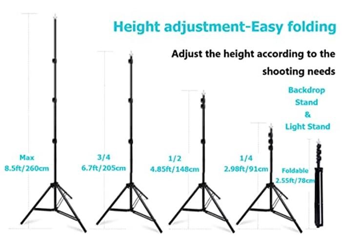8.5 X 10FT/2.6 X 3M Background Stand Support System Kit with Carrying Case for