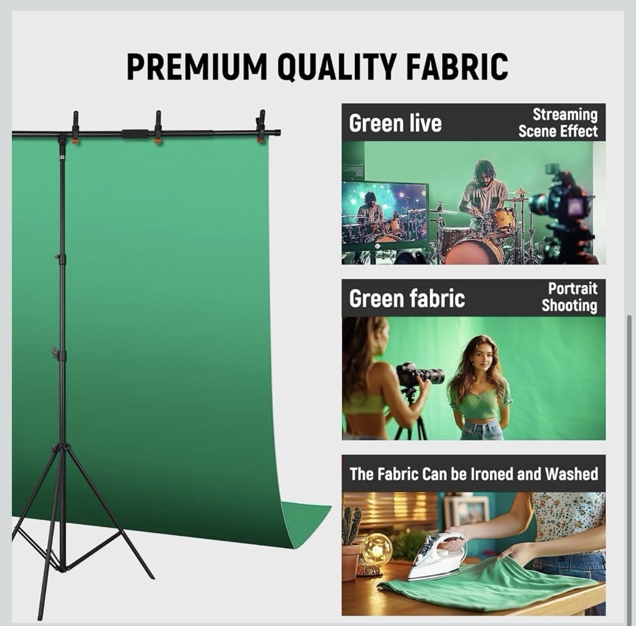 LOMTAP Green Screen Backdrop Kit T Shape Stand 4.6x6ft