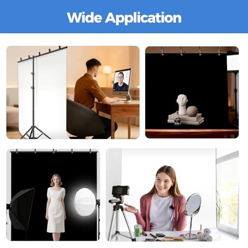 Photo Backdrop with Stand Kit 6.5x5ft, Photography Black and White 2-in-1