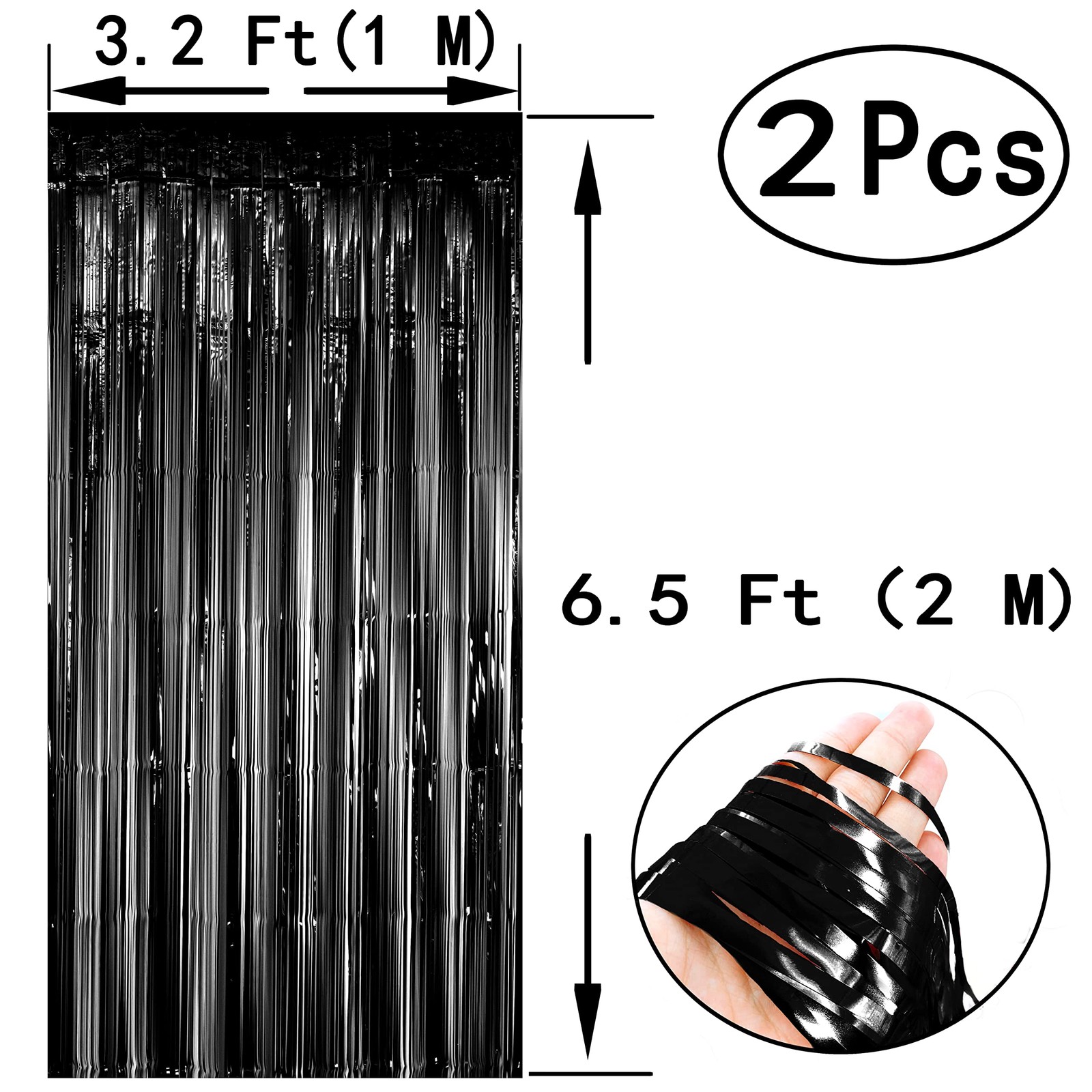 Black Green Metallic Tinsel Foil Fringe Curtain – Tropical Jungle Safari Anim…