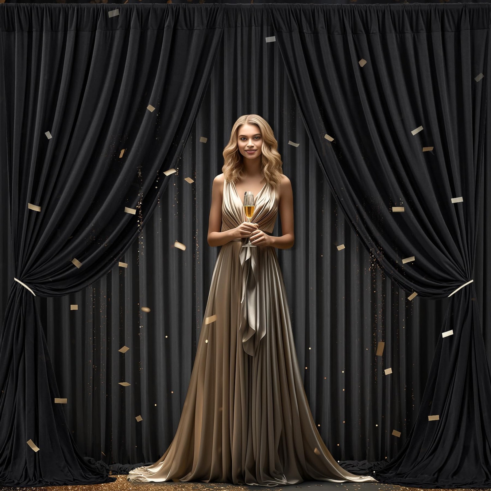 40x10FT Black Backdrop Curtains for Wedding W4′ x H10′(10 Panels),
