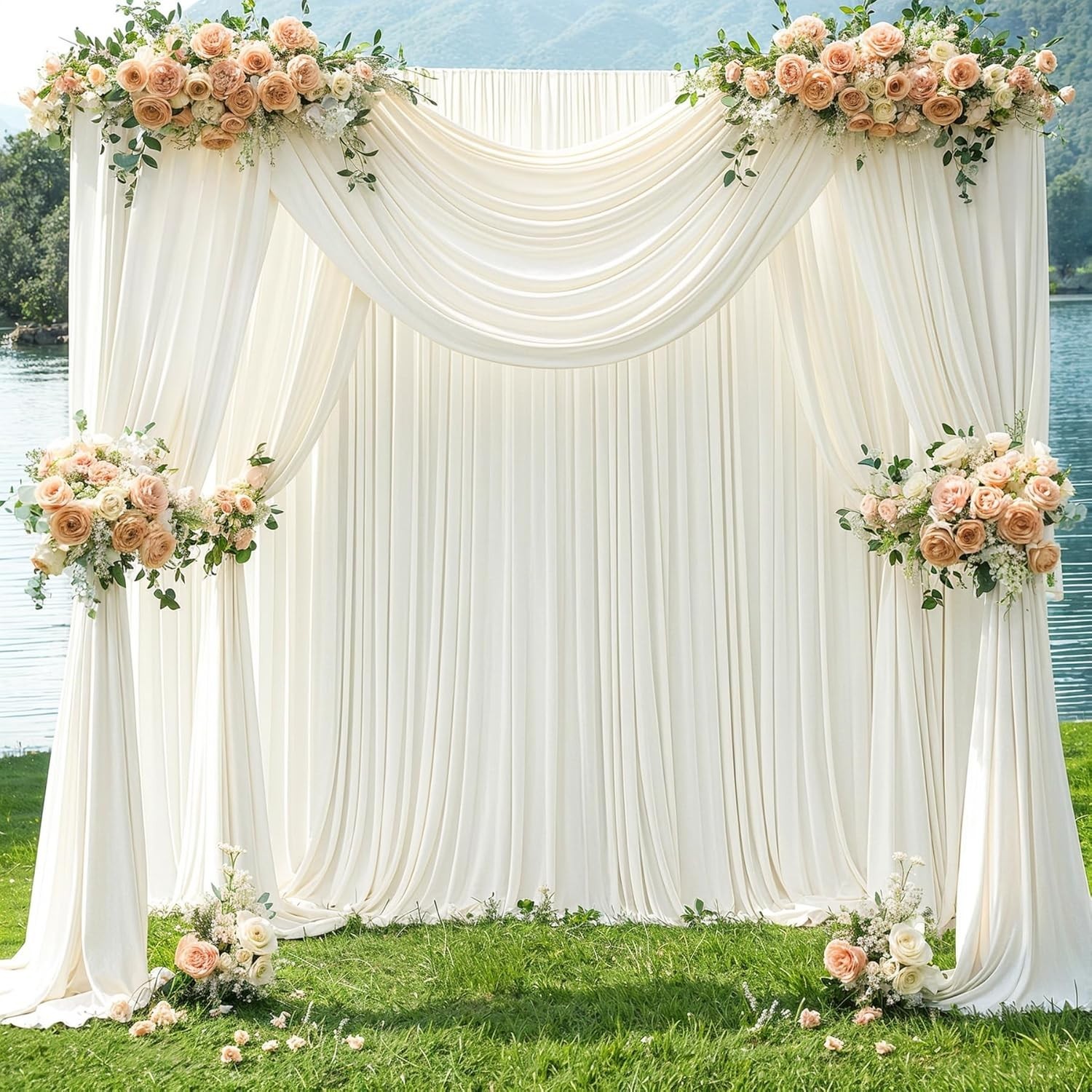 Ivory Backdrop Curtain for Wedding Parties Wrinkle Free Ivory Photo Curtains …