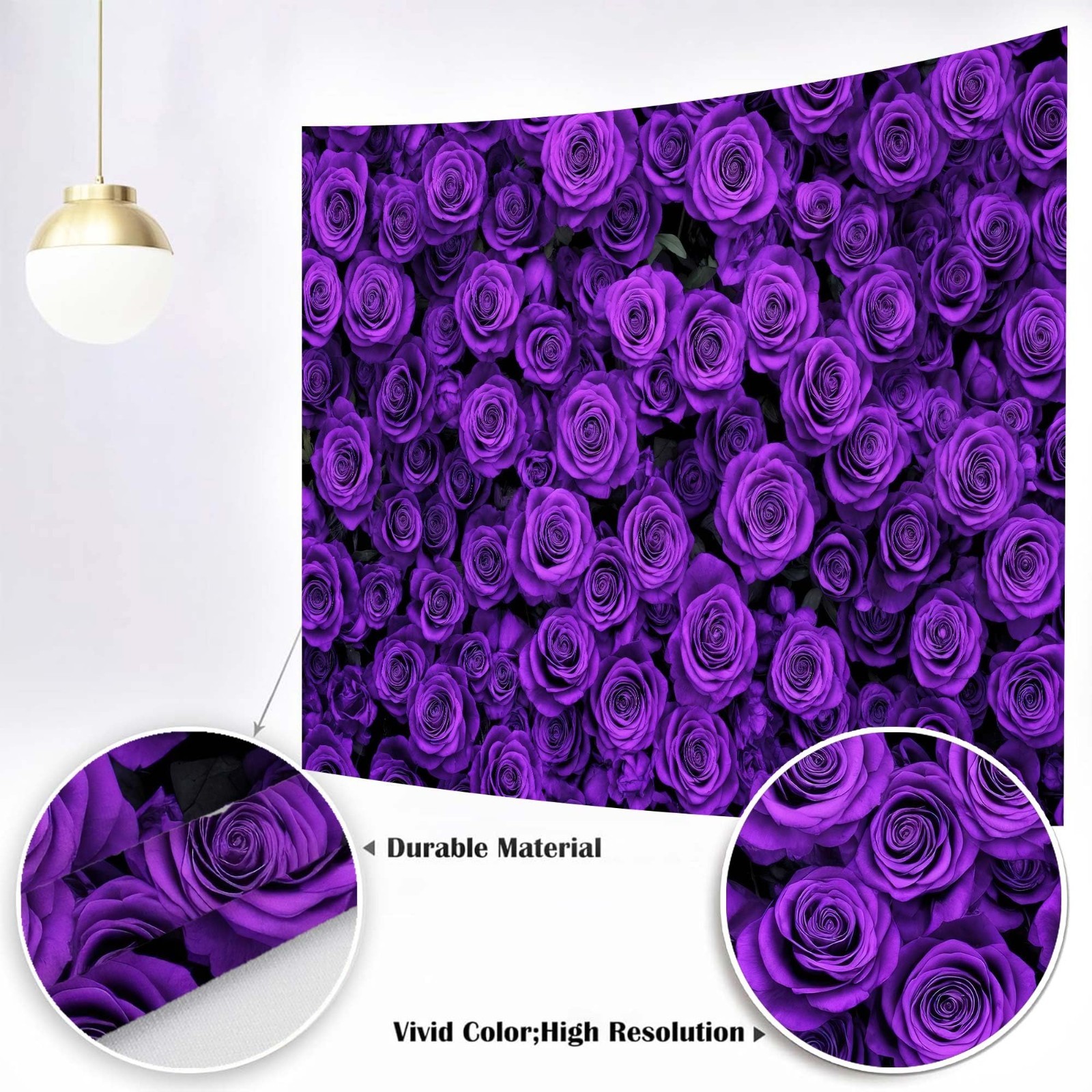 7×5 ft Purple Floral Backdrop – Flower Wall for Photography, Parties, Weddings &