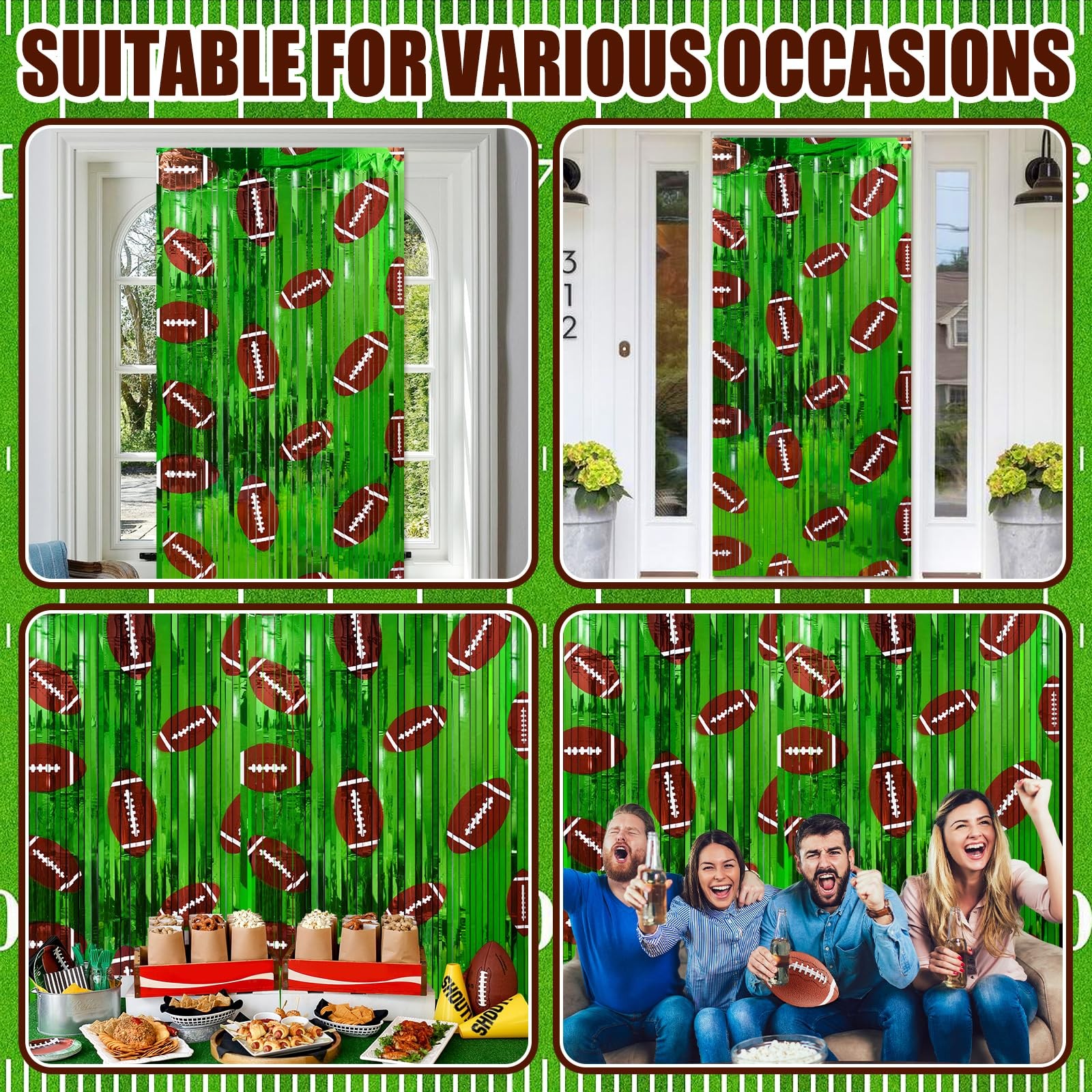 Football Party Decorations, Thickened Tinsel Backdrop 3.3 x 6.6 FT, Sports Th…