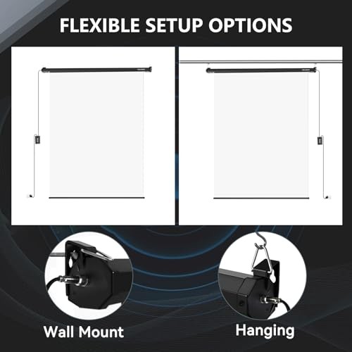 Motorized Pull Down Screen Backdrop – 59.8″ x Standard(59.8 x 86.6in) White