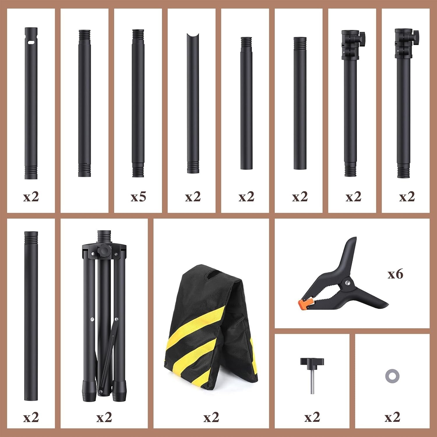 10×7.5Ft Adjustable Heavy-Duty Backdrop Stand Kit with Clamps for Photographers