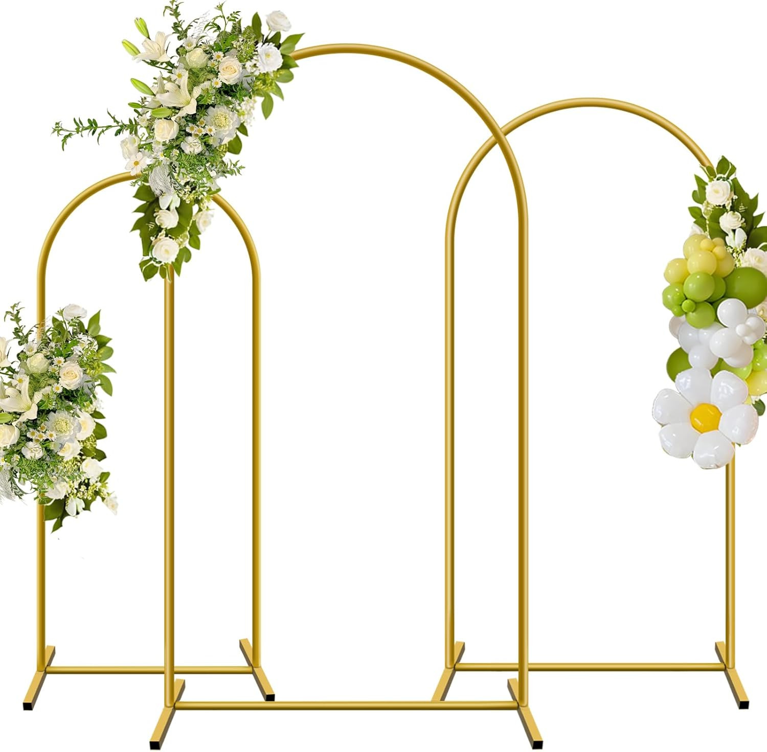 Metal Arch Backdrop Stand, Set of 3 (6/6.6/7.2 Ft) Wedding Arched Frame with 12