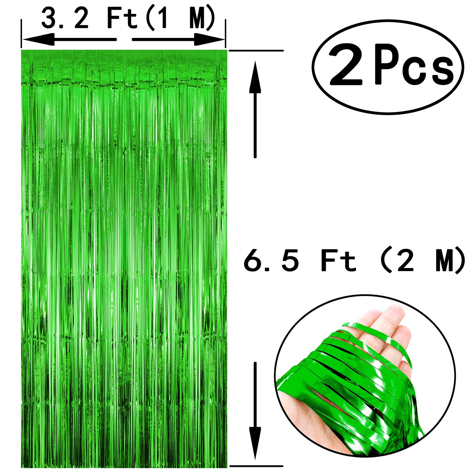 Black Green Metallic Tinsel Foil Fringe Curtain – Tropical Jungle Safari Anim…