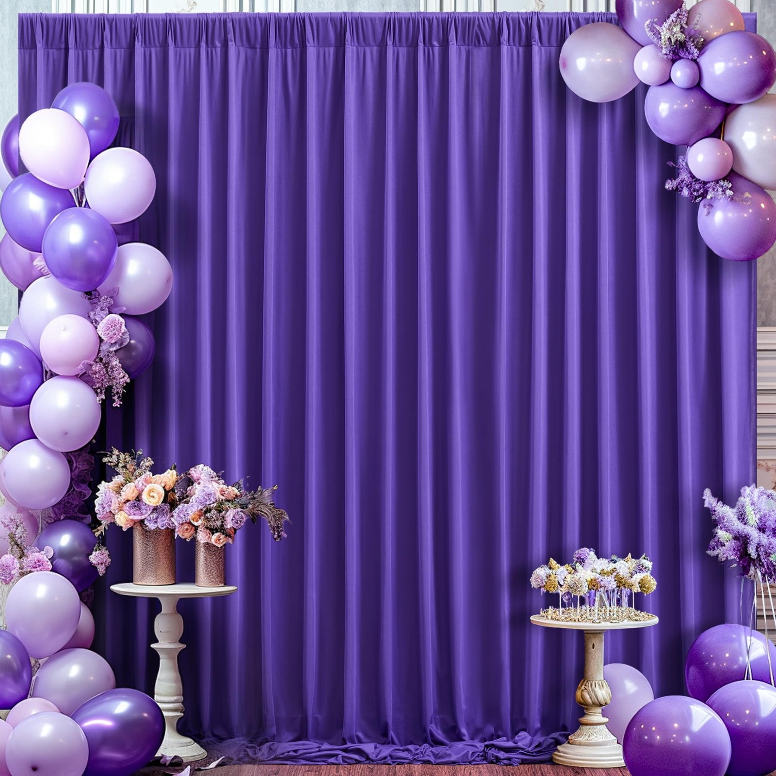 8x10FT Dark Purple Backdrop Curtains for Wedding Parties, Free Polyester Phot…