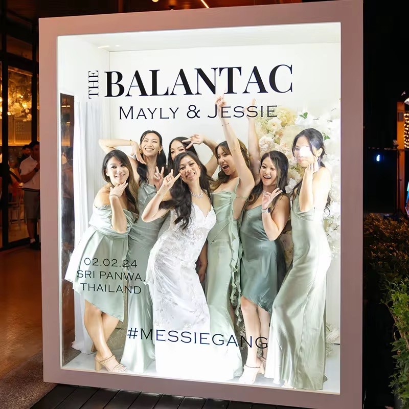 Magazine Photo Booth Box Wedding Photography Background with LED Light for Party