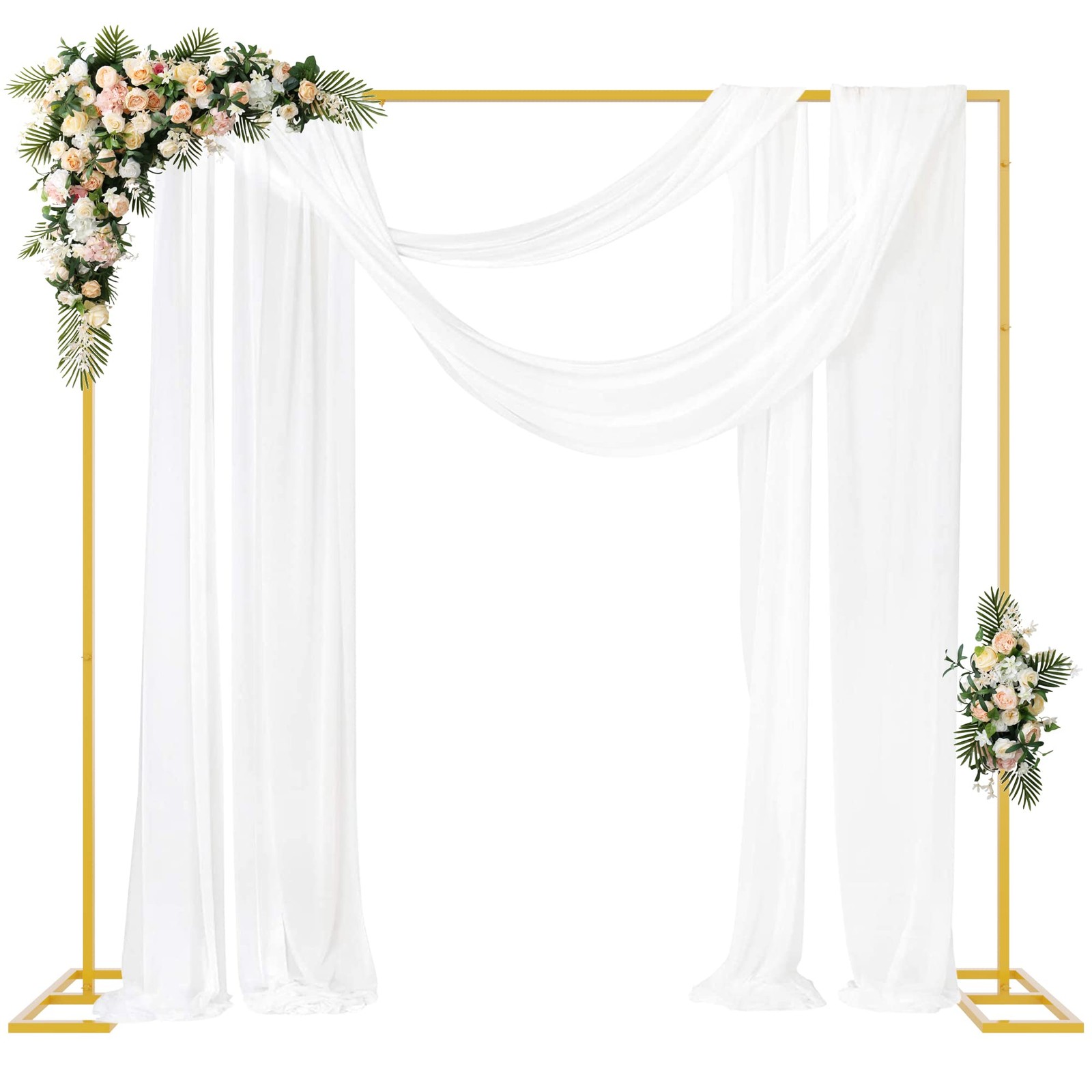 8FT x 8FT Backdrop Stand Heavy Duty with Base, Gold Portable Adjustable Pipe …