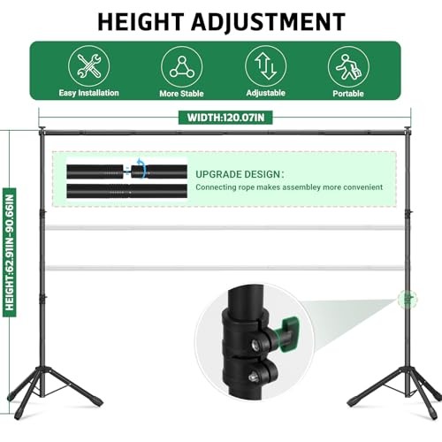 3-in-1 Adjustable Backdrop Stand 10 x 7.5 FT, Portable 10×7.5 ft Black
