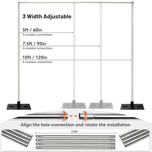 Heavy Duty Pipe and Drape Frame Kit 10x10ft Adjustable 10ft×10ft Sliver