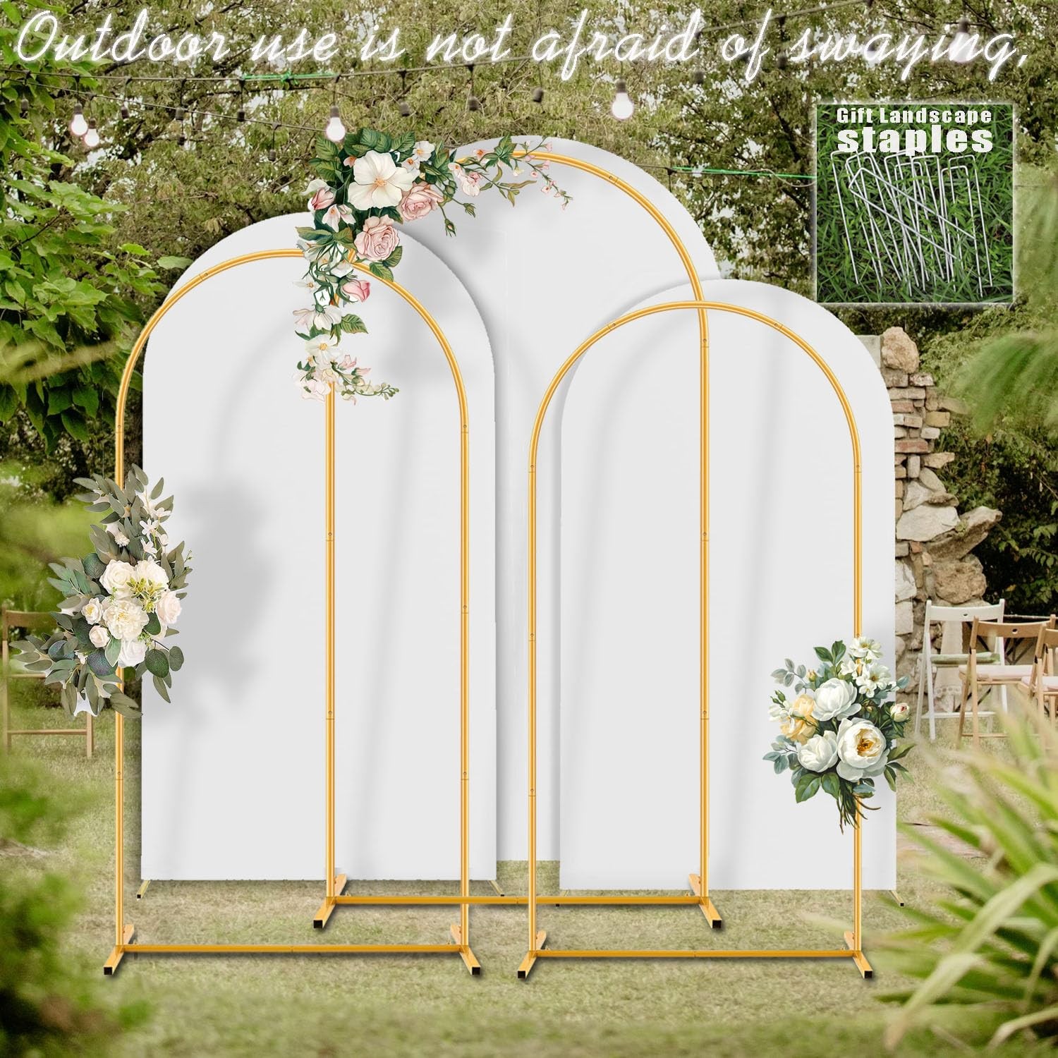 Arch Backdrop Stand and Cover Set (7.2ft,6.6ft,6ft) Metal Arch Frame Stand Go…