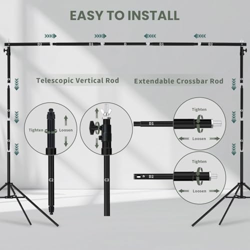 10×7 ft Backdrop Stand, Adjustable Photo Studio Background Stand Support Kit,