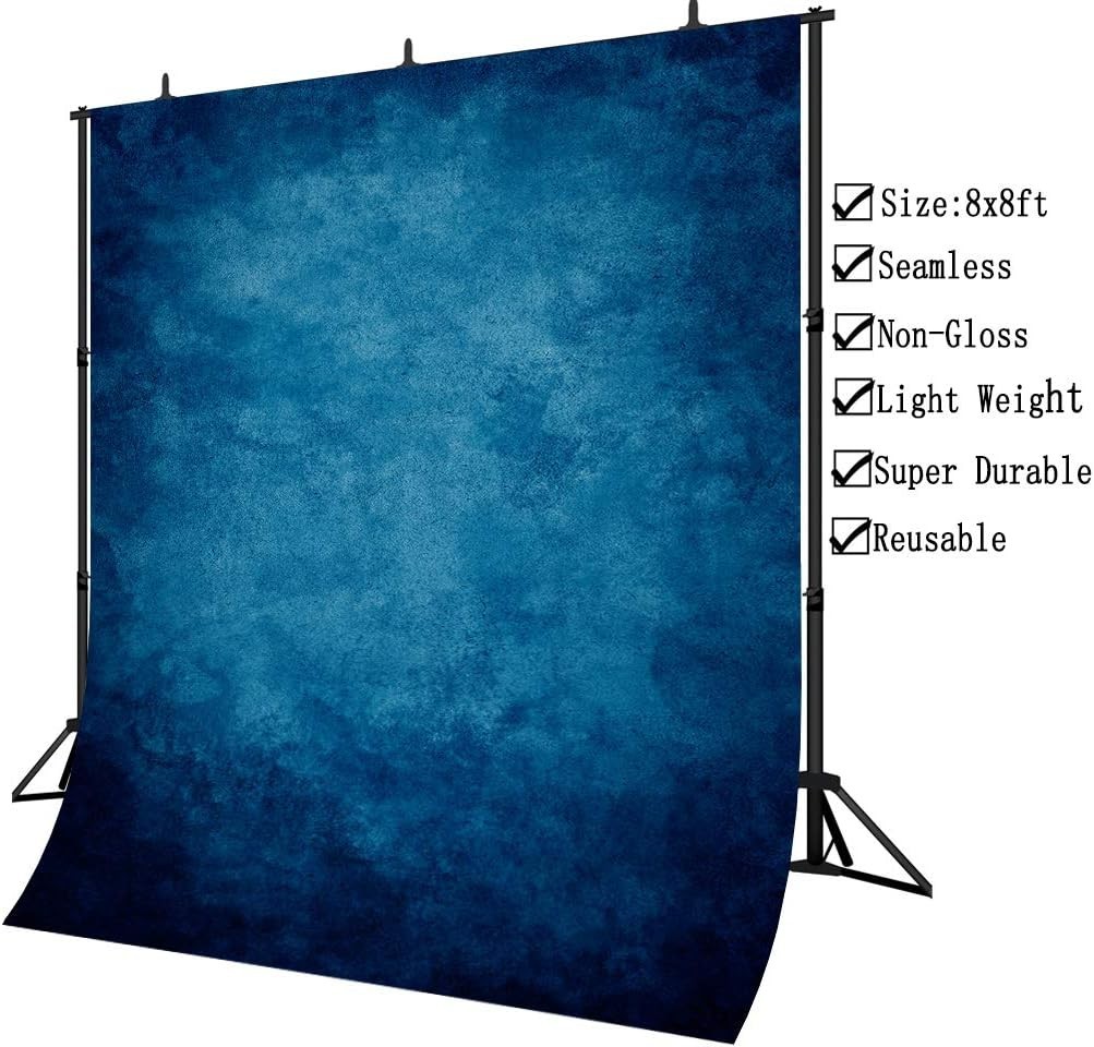 DePhoto 8x8ft Retro Blue Portrait Backdrop Graduation Photo Studio Vinyl Backgro