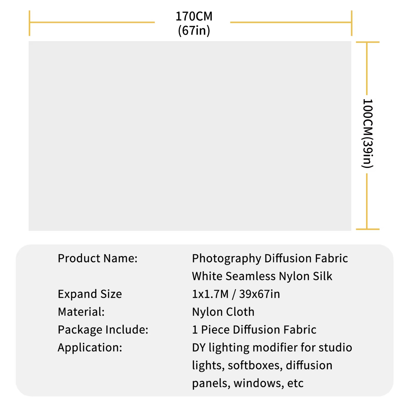 1M x 1.7M Diffusion Fabric Photography Background Nylon Silk White Seamless Ligh
