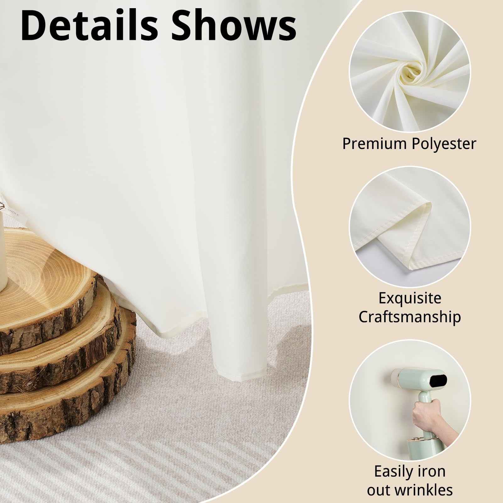 10x10ft Ivory Backdrop Curtains WrinkleResistant Drapes Party Wedding 2 Panels