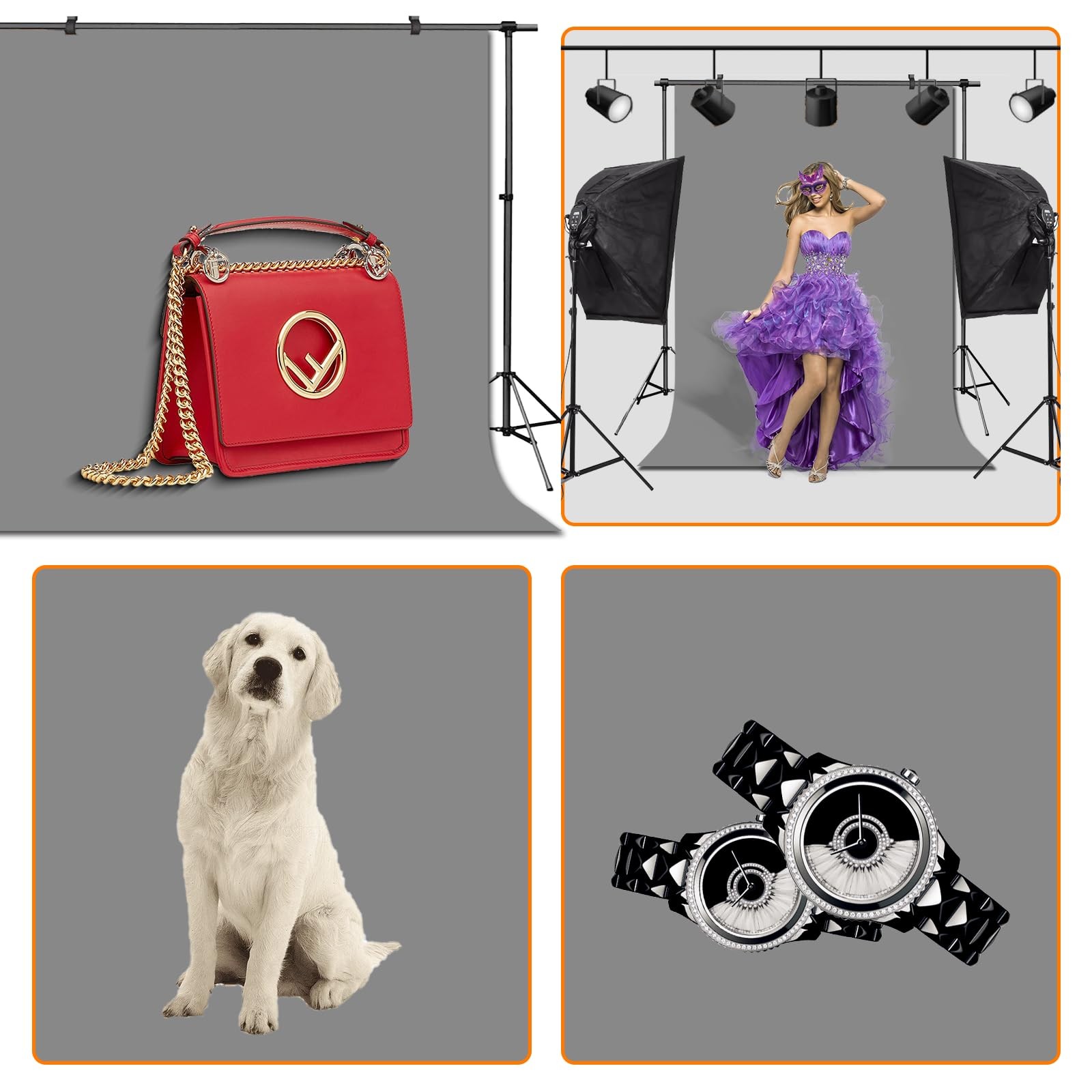 6×9 Ft Grey Backdrop Photobooth Professional Photo Curtains Studio Video Team