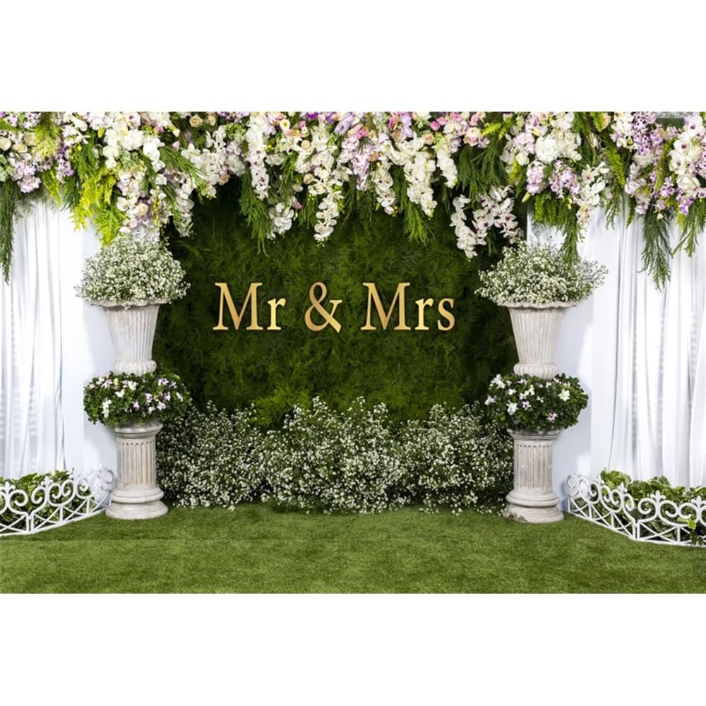 10x8ft Wedding Arch Flower Backdrop Mr To Mrs Engagement Photo Background