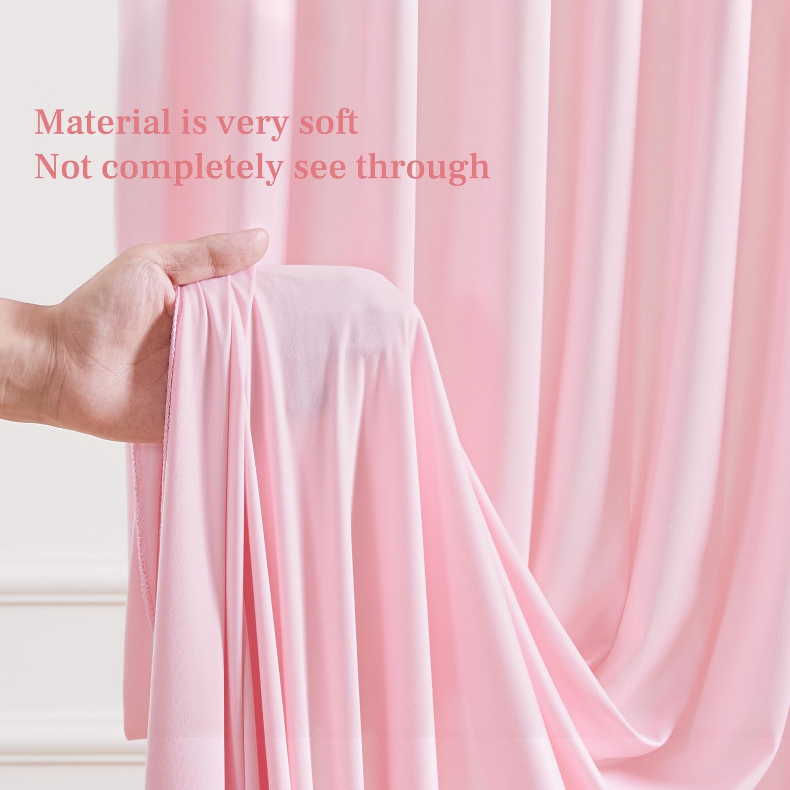 8x10FT Baby Pink Backdrop Curtains 2 Panels 4x10FT Polyester Wedding Decor