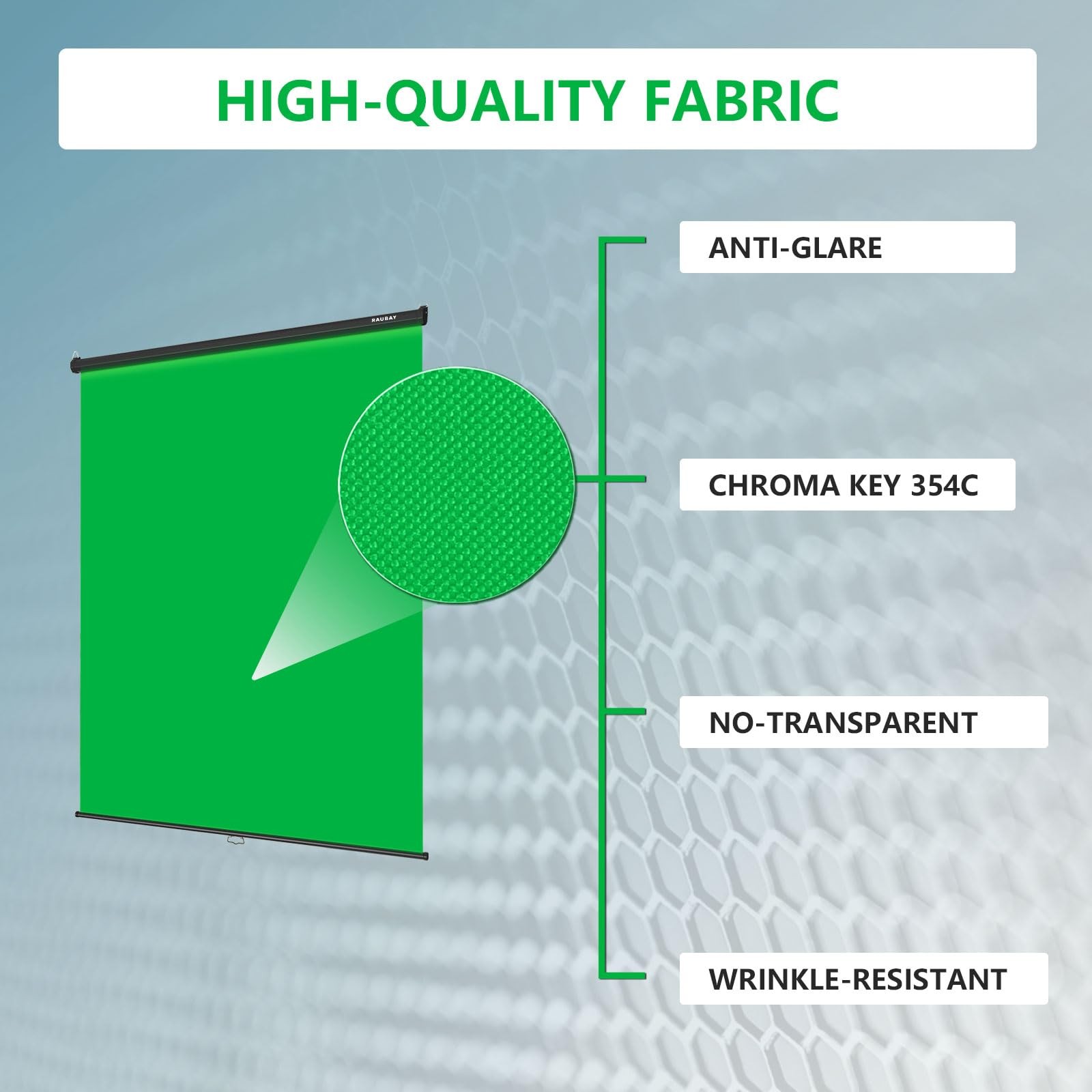 RAUBAY Retractable Pull Down Green Screen – Standard(59.8 x 86.6in),