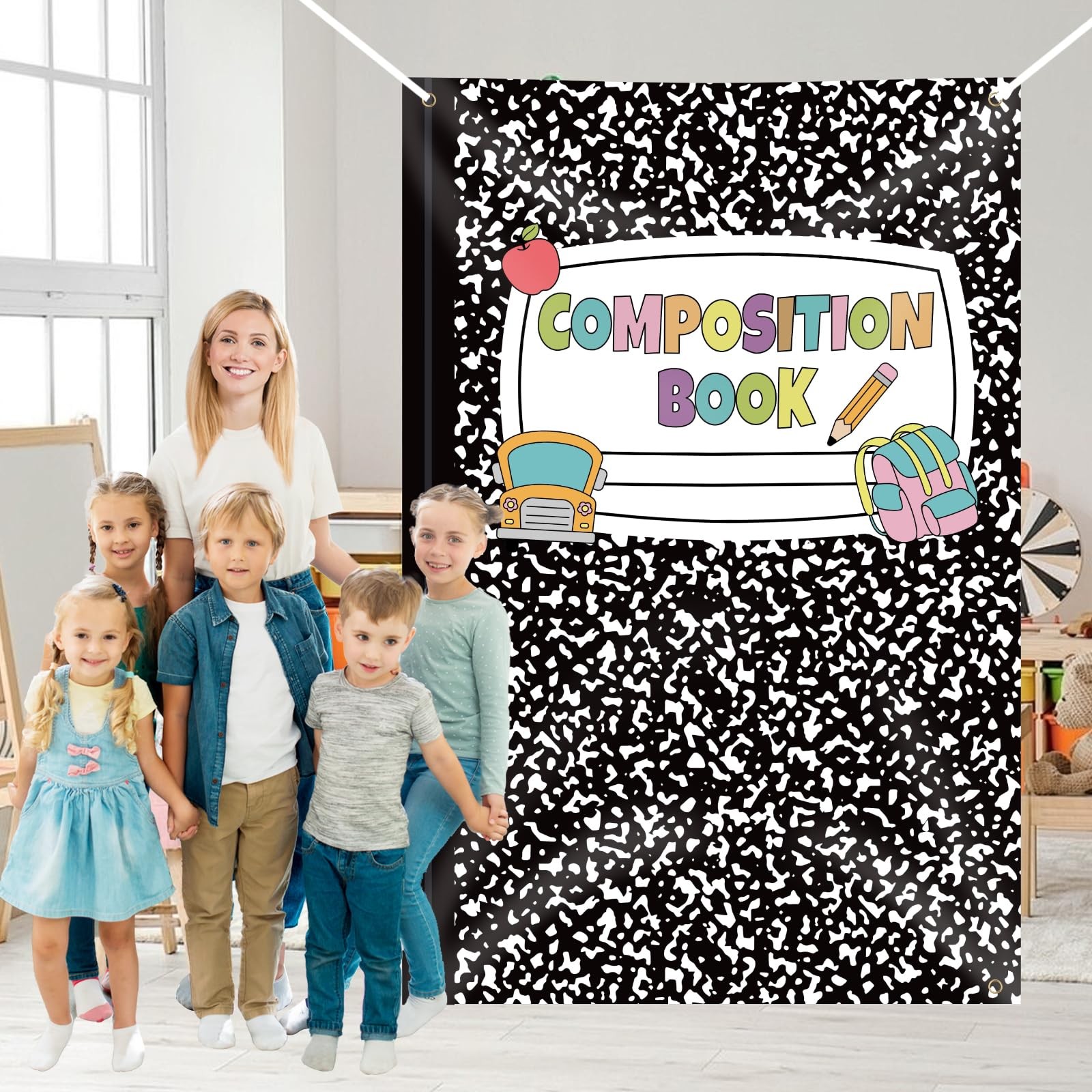 Composition Notebooks Door Cover, 40×60 Inch Classroom Library Students Banne…