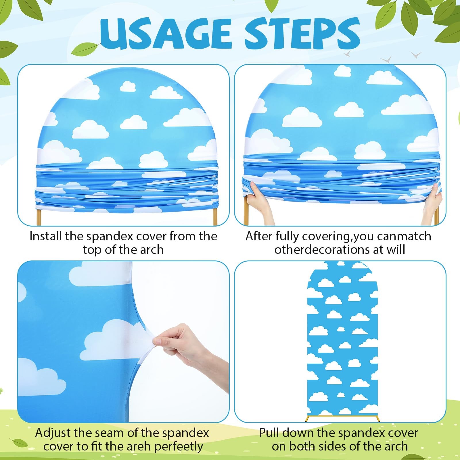 3 Pcs Cartoon Arch Backdrop Cover Set 6Ft, 6.6Ft, 7.2Ft Cartoon Birthday Part…