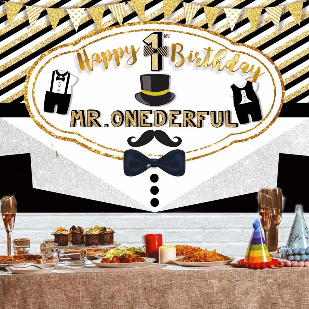 Mr Onederful Happy 1st Birthday Party Supplies Backdrop Banner 7x5Ft