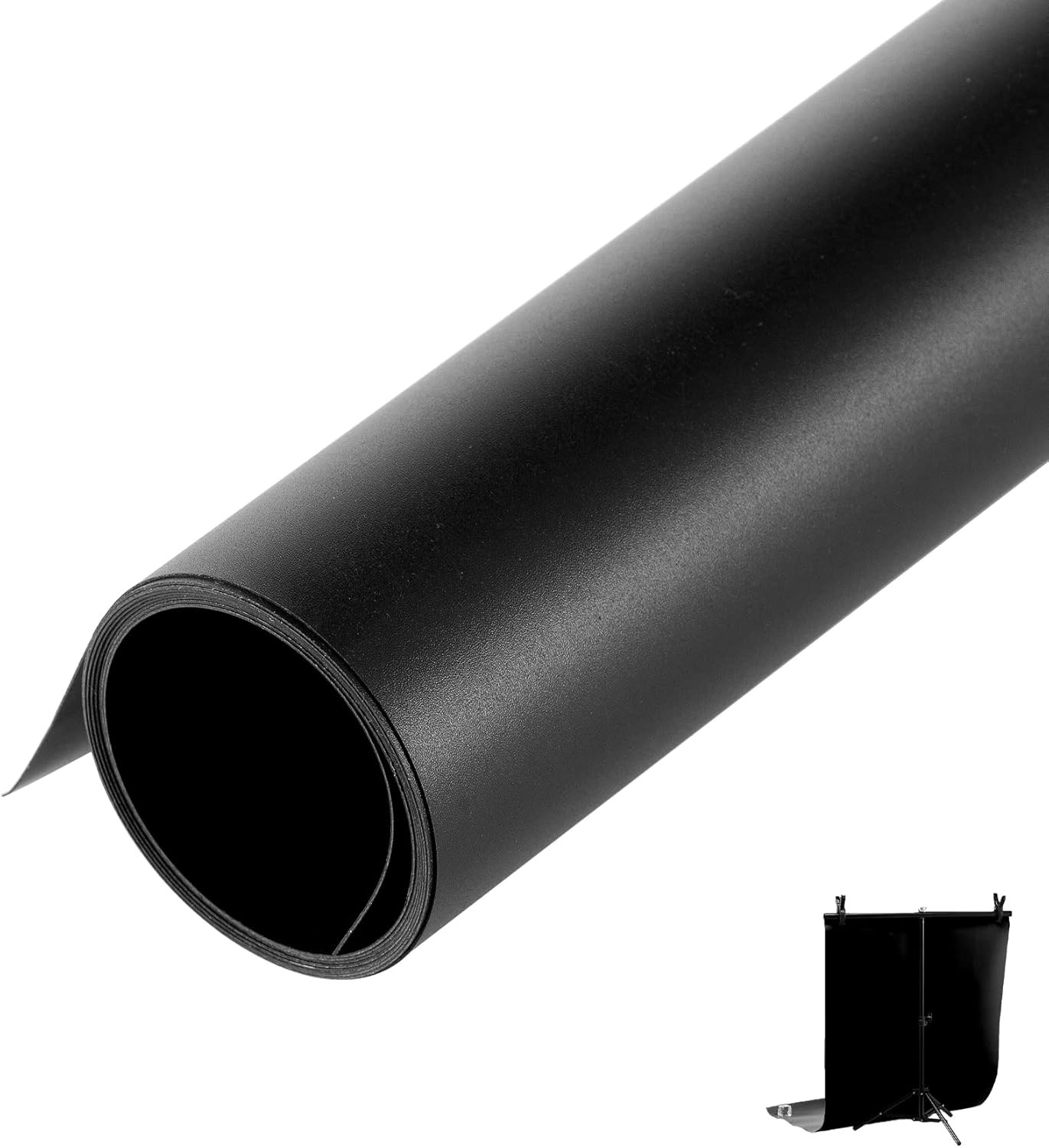 Meking 48X80in/120X200cm Black PVC Backdrop for Photography, One Size,